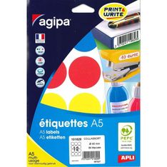 Apli Agipa - Etui A5 - 84 Pastilles adhésives - couleurs assorties multi-usages - diamètre 45 mm - réf 101829