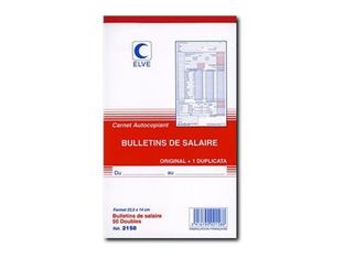 ELVE - Manifold Carnet de bulletins de paie - 50 dupli - 23,5 x 14 cm