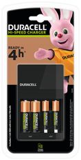 DURACELL CEF14 - Chargeur pour piles rechargeables AA/AAA - 2 piles AA 1300 mAh et 2 piles AAA 750 mAh inclues