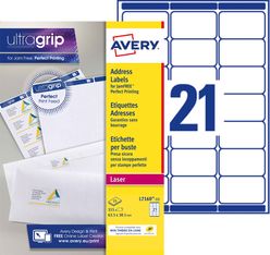Avery - 315 Étiquettes adresse blanches - 63,5 x 38,1 mm - Impression laser - réf L7160-15