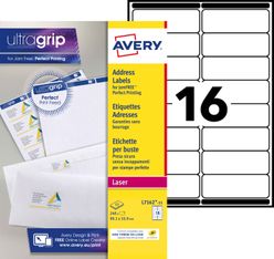 Avery - 240 Étiquettes adresse blanches - 99,1 x 33,9 mm - Impression laser - réf L7162-15
