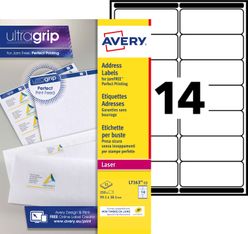 Avery - 210 Étiquettes adresse blanches - 99,1 x 38,1 mm - Impression laser - réf L7163-15