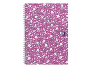 Oxford Floral - Carnet de notes à spirale - A5 - 120 pages - petits carreaux