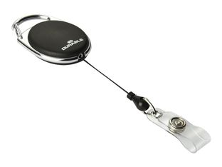 Durable - 10 Enrouleurs de badge - bouton pression clip - noir