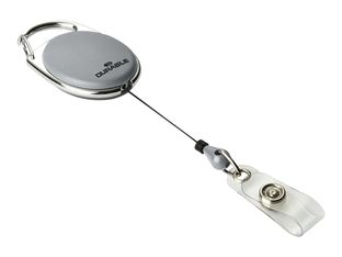 Durable - 10 Enrouleurs de badge - bouton pression clip - gris