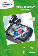 Avery - Films transparents pour rétroprojecteur - A4 - 15 feuilles - impression jet d'encre