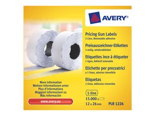 Avery - 10 rouleaux de 1500 étiquettes amovibles pour étiqueteuse 1 ligne - 26 x 12 mm - Blanc