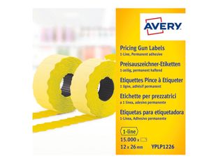Avery - Boîte de 10 rouleaux de 1500 étiquettes permanentes - 12 x 26 mm - jaune