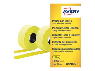Avery - Boîte de 10 rouleaux de 1200 étiquettes de prix - 26 x 16 mm - jaune