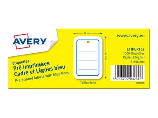 Avery - 1000 étiquettes perforées - 31 x 46 mm - lignes bleu