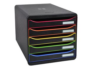 Exacompta BigBox Plus - Module de classement 5 tiroirs - noir/arlequin