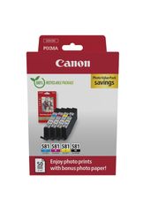 Canon CLI-581 - pack de 4 - noir, jaune, cyan, magenta - cartouche d'encre originale + kit papiers