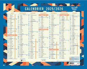 Calendrier de banque Août à Septembre - 43 x 33,5 cm - éventail - Quo Vadis