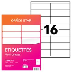 Office Star - 1600 Étiquettes multi-usages blanches - 105 x 35 mm - réf OS43423
