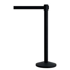 INOVSHOP - Poteau de guidage noir avec sangle rétractable noire