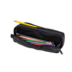 Trousse Merinos rectangulaire - 2 compartiments - cuir de mouton noir - Quo Vadis