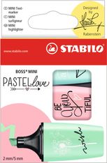 STABILO BOSS MINI Pastellove - Pack de 3 surligneurs pastel : menthe, rose, turquoise