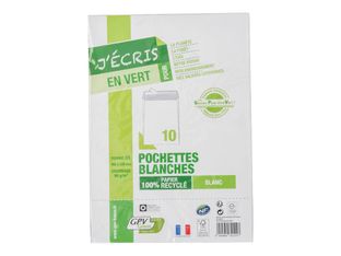GPV Green - 10 Enveloppes recyclées C5 162 x 229 mm - 90 gr - sans fenêtre - blanc - bande adhésive