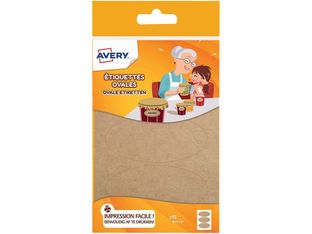 Avery - 18 Étiquettes adhésives ovales kraft - 41 x 89 mm