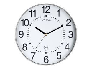 Unilux - Horloge Wave - mécanisme radio pilotée - 30 cm - gris métal