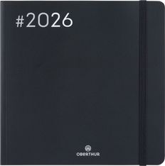Flex - Agenda 1 semaine sur 2 pages - 16 x 16 cm - noir - Oberthur