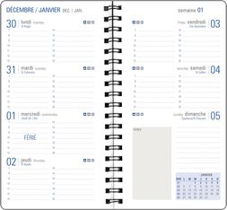Recharge agenda spiralé - 1 semaine sur 2 pages - 8,9 x 16,5 cm - grille contemporaine - Oberthur