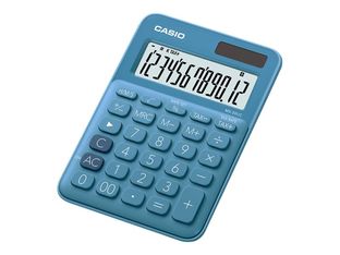 Calculatrice de bureau Casio MS-20UC - 12 chiffres - alimentation batterie et solaire - bleu