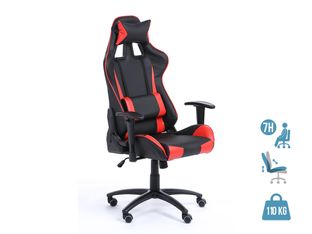 Fauteuil gamer SPORTING - accoudoirs réglables - noir et rouge