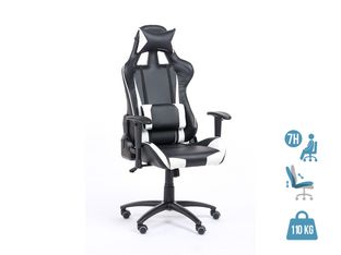 Fauteuil gamer SPORTING - accoudoirs réglables - noir et blanc