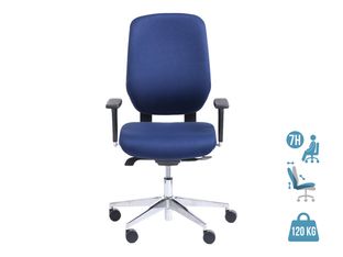 Fauteuil de bureau ROMEO - accoudoirs en option - bleu, base alu