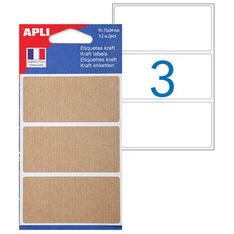 Apli Agipa - 12 Étiquettes kraft permanentes - 75 x 34 mm