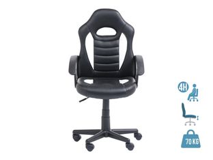 Fauteuil gamer ANZIO - accoudoirs fixes - noir et blanc