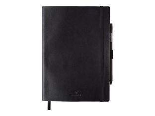 Oberthur - Carnet de notes en cuir à élastiques - A5 - noir