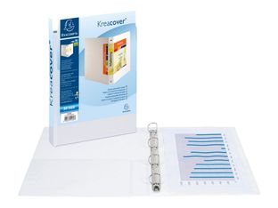Exacompta Kreacover - Classeur à anneaux personnalisable - Dos 25 mm - A4 Maxi - blanc - 2 pochettes extérieures
