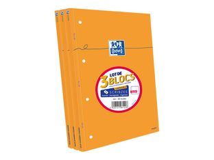 Oxford - Pack de 3 Blocs notes - A4 - 160 pages - grands carreaux - perforés