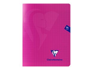 Clairefontaine Mimesys - Cahier polypro 17 x 22 cm - 96 pages - grands carreaux (Seyes) - rose