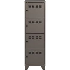 Casier de bureau monobloc métallique avec pieds - 4 portes - H134 x L40 x P40 cm - gris souris