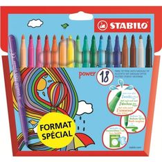 STABILO power - 18 Feutres format spécial - pointe moyenne