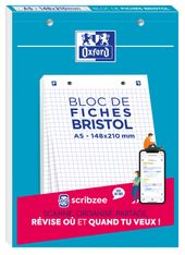 Oxford - Pack de 30 Fiches Bristol - A5 - petits carreaux - perforées - blanc