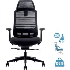 Fauteuil de bureau JACK - accoudoirs réglables - appuie-tête réglable - noir