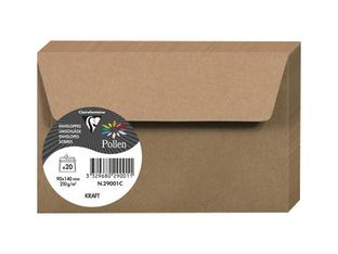 Pollen - 20 Enveloppes - 90 x 140 mm - 135 g/m² - kraft