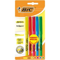 BIC Highlighter - Pack de 5 surligneurs - couleurs assorties