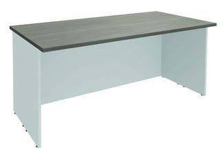 Banque d'accueil LUMINA - sans réhausse - L160 x H75 x P80 cm - Finition chêne gris/blanc