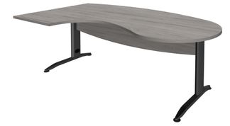 Bureau compact manager retour à gauche IDRA - L200 cm - pieds anthracite - Chêne gris (pied de renfort obligatoire à rajouter - non inclus)