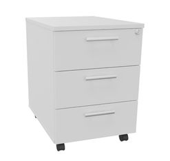 Caisson mobile EXPRIM/LOFTER/LEVEL - L43 x H56 x P60 cm - 3 tiroirs - Blanc perle