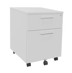 Caisson mobile EXPRIM/LOFTER/LEVEL - L43 x H56 x P60 cm - 2 tiroirs dont 1 DS - Blanc perle