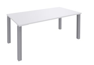 Bureau droit EXPRIM - L140 cm - Plateau Blanc perle - Pieds alu