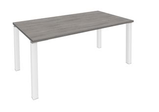 Bureau droit EXPRIM - L120 cm - Plateau imitation Chêne gris - Pieds blanc