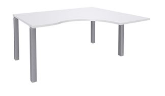 Bureau compact EXPRIM - L160 cm - Retour droite - Plateau Blanc perle - Pieds alu (Pieds de renfort obligatoire à rajouter - non inclus)