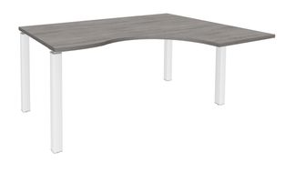 Bureau compact EXPRIM - L180 cm - Retour droite - Plateau imitation Chêne gris - Pieds blanc (Pieds de renfort obligatoire à rajouter - non inclus)